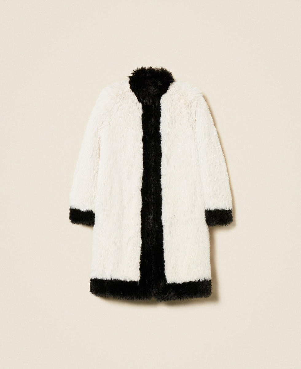 Two-tone faux fur coat