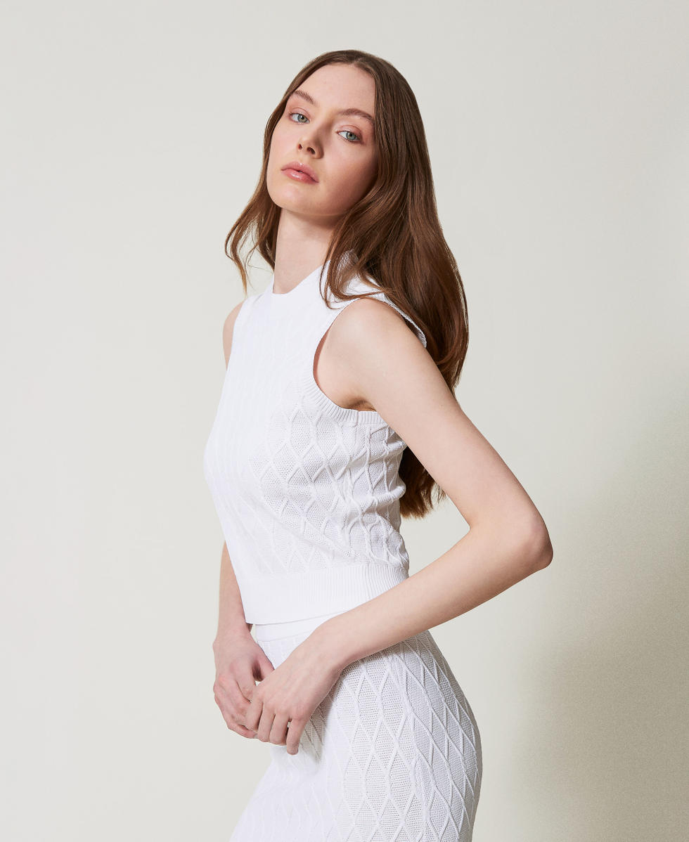 Top in maglia a losanghe White Cloud Donna 251LL3HAA_12105_01