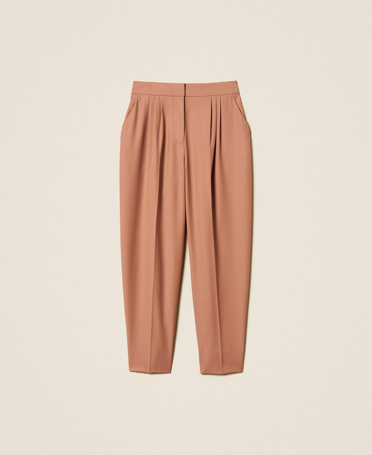 Pantal&oacute;n cropped de lana fr&iacute;a Marr&oacute;n &laquo;Mocha Mousse&raquo; Mujer 261TP2181_13168_S0