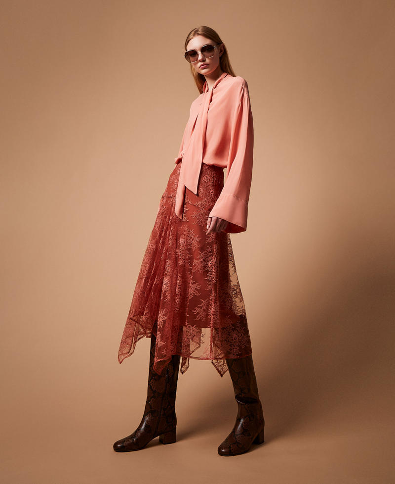 Long lace skirt Rust Brown Woman 252TF2112_12608_PC
