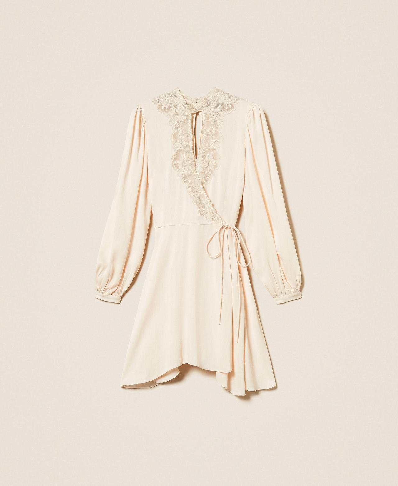 Short satin dress with embroidery Light Natural Woman 252TT2245_12227_S0