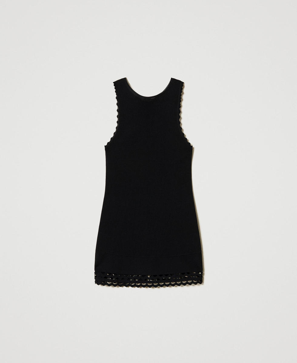 Top de doble uso de punto con calados Negro Mujer 251TP3054_00006_S0
