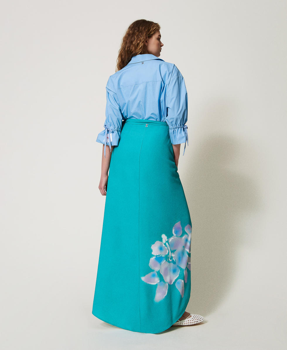 Ocean Plus Abito Lungo Donna Primavera/Estate – Gonna Lunga Con Stampa Floreale, Scollo A V, Maniche Lunghe E Tasche, Taglie Forti Fino A 5XL