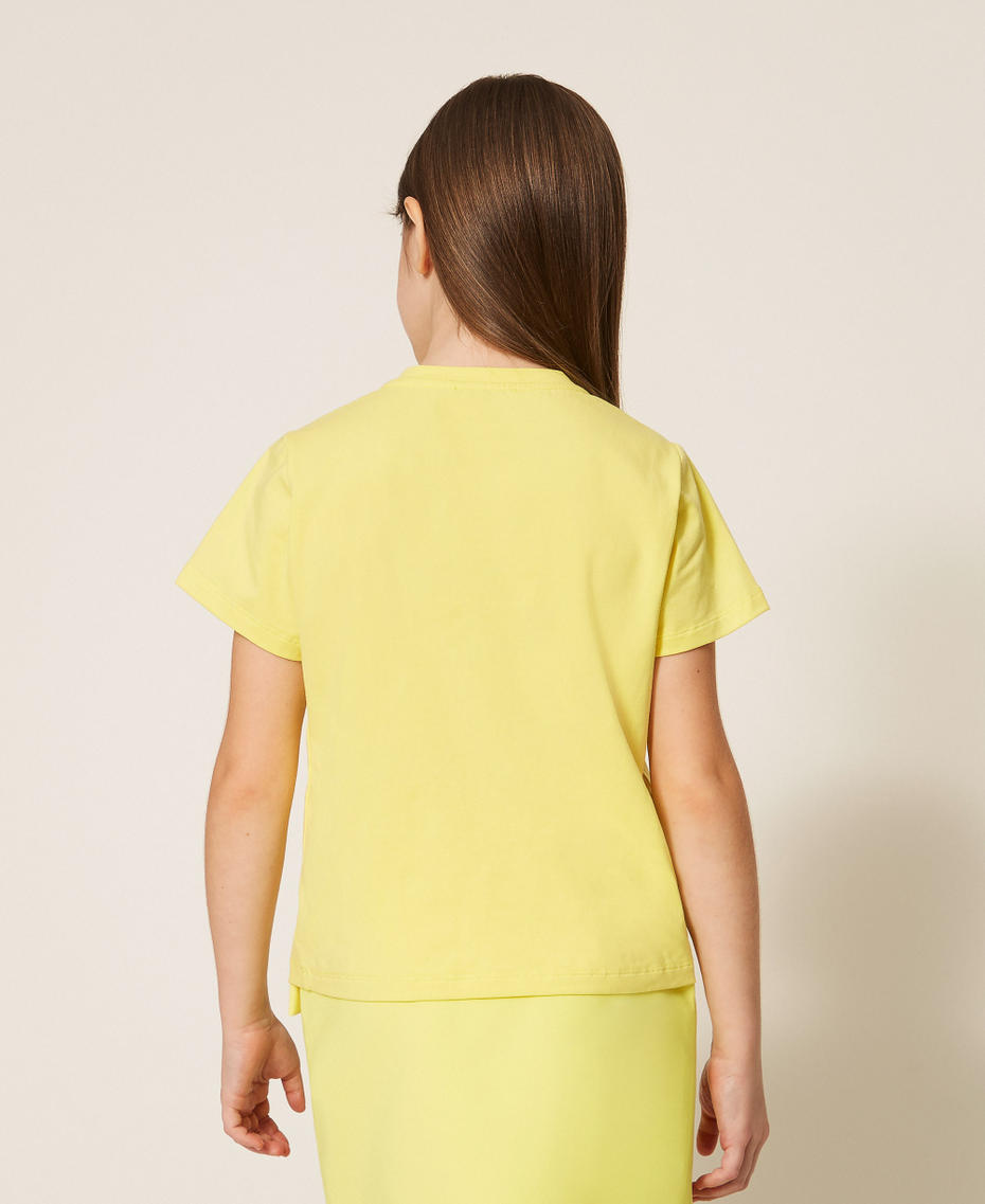 Regular T-shirt with glossy print Limelight Yellow Girl 261GJ2250_06210_03