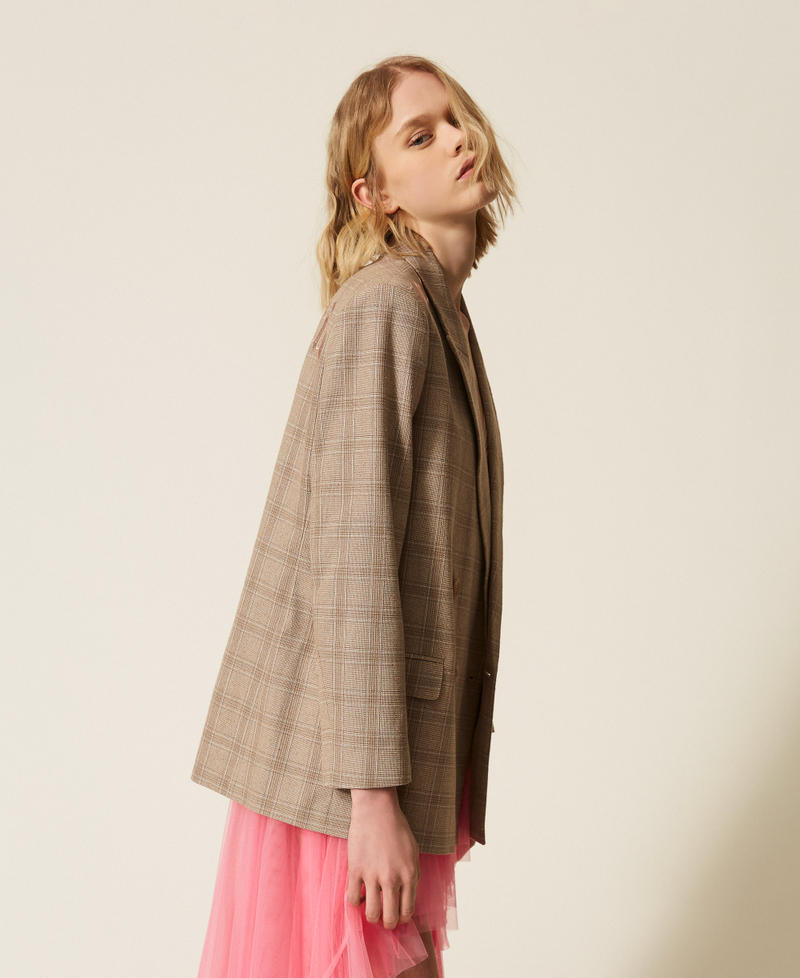 MYFO check blazer with embroidery Nude Beige Shade Check Woman 261AQ2020_13509_02