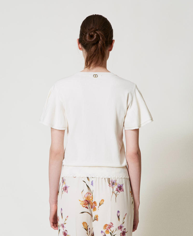 Knit T-shirt with scalloped hem White Snow Woman 251TP3013_00282_03