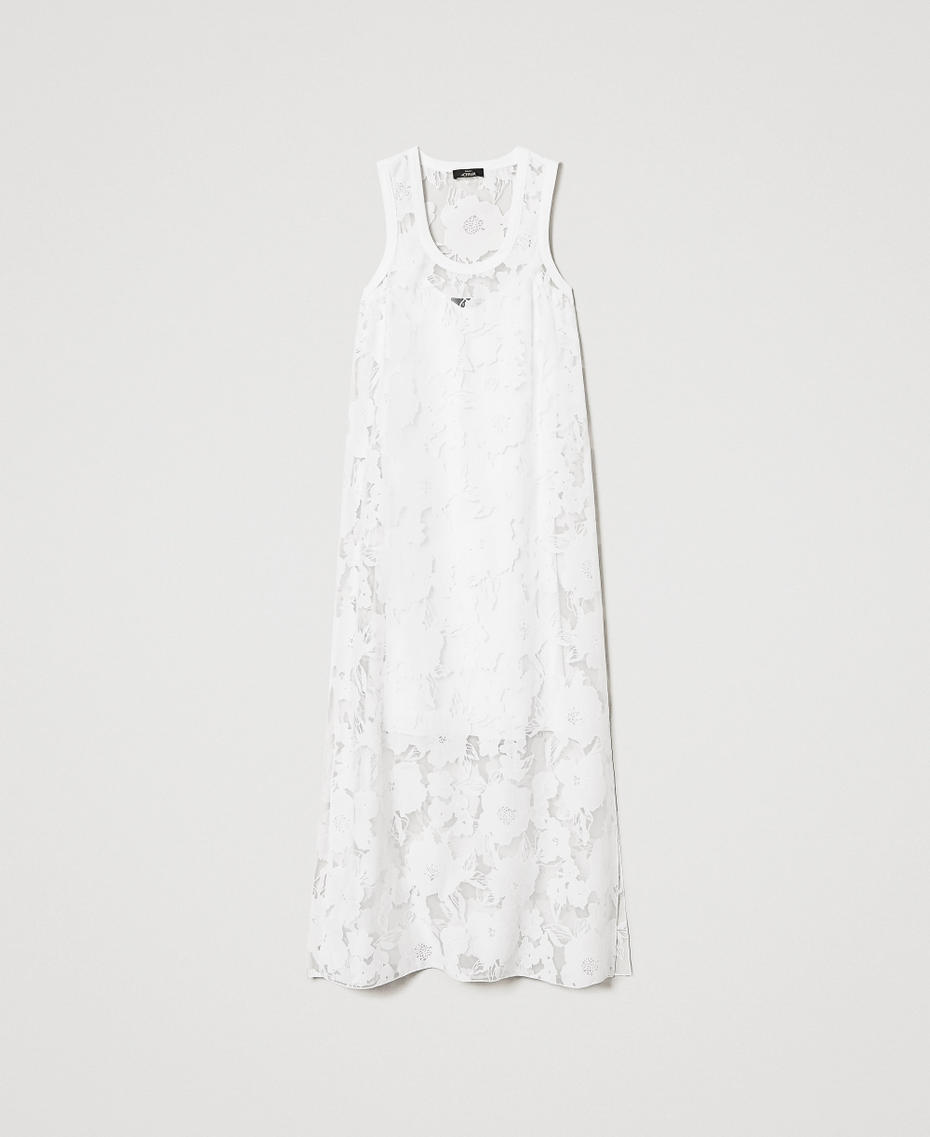 Long fil coup&eacute; organza dress "Papers" White Woman 251AP2412_00840_S0