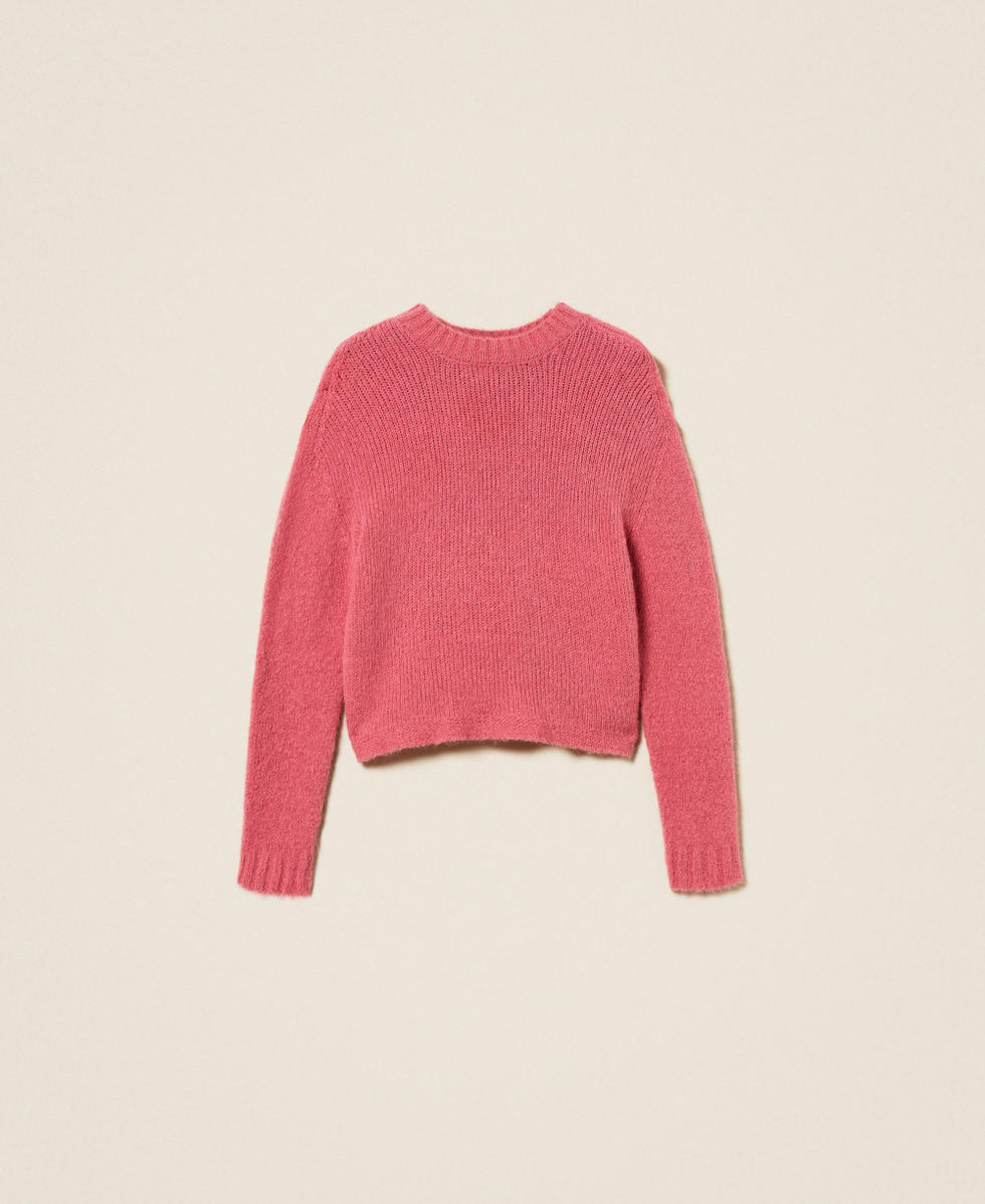 Pullover aus Alpakamischung Dunkles Cashmere Rose Frau 252TT3136_12905_S0