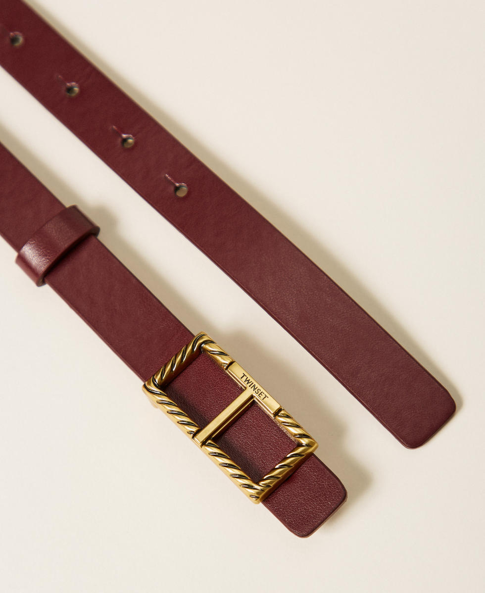 Reversible belt with logoed buckle Two-tone Bordeaux/Putty Woman 262TO5250_14098_02