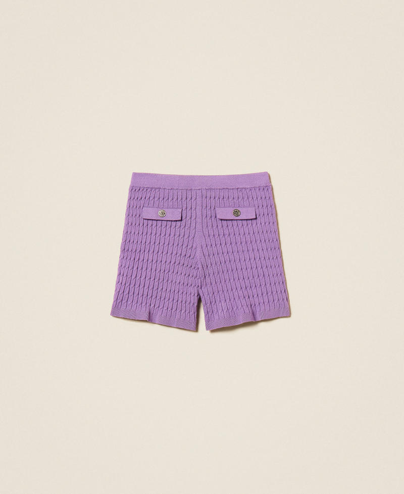 Figurbetonte Strick-Shorts mit Zopfmuster Hyazinthenlila M&auml;dchen 262GJ3073_11296_S0