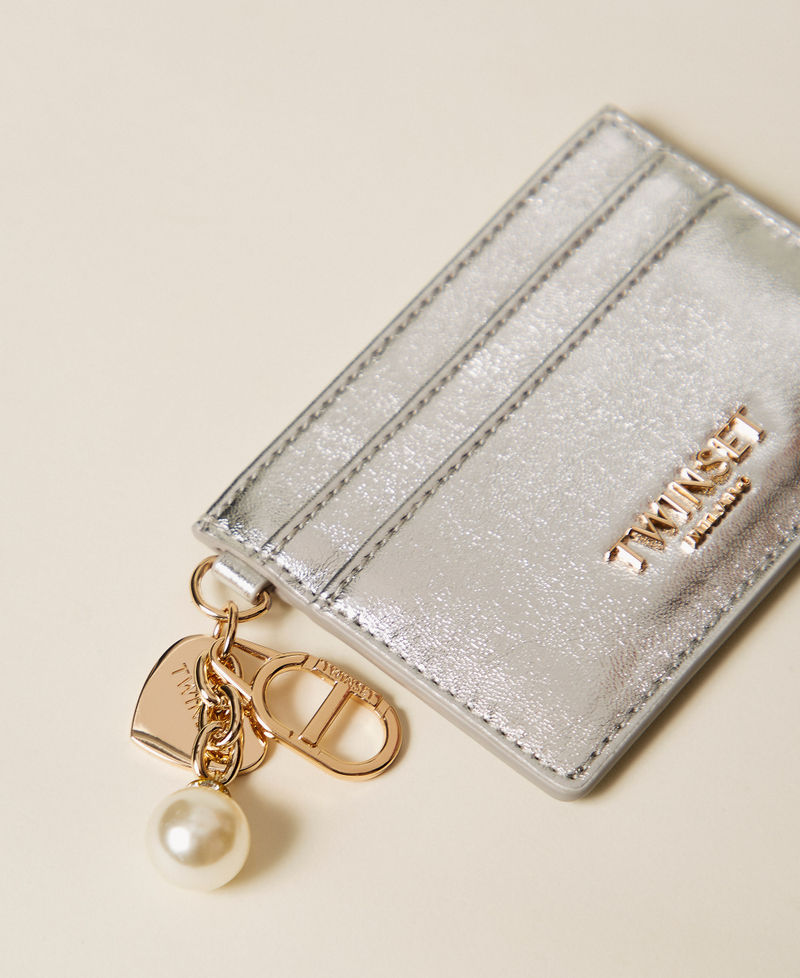 Card holder with branded charms Silver Woman 252TL8021_00995_02