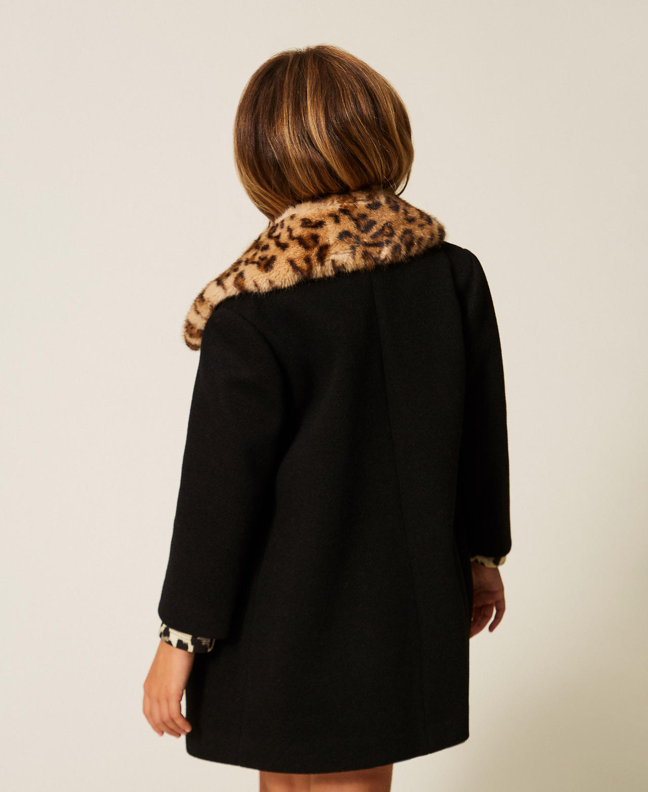 Manteau pour file en drap avec col animalier Noir Fille 252GB2051_00006_03