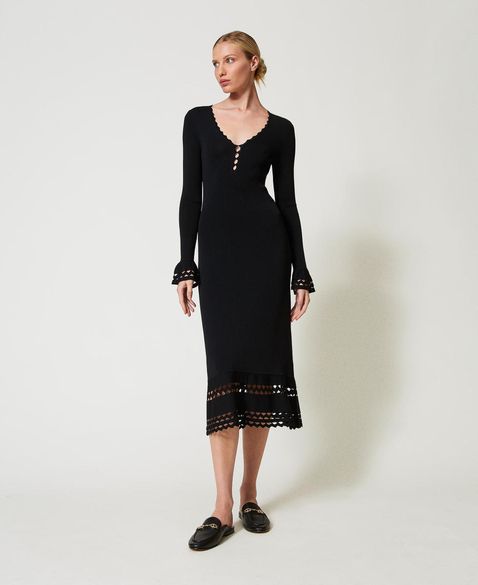 Midi-Strickkleid mit geometrischem Motiv