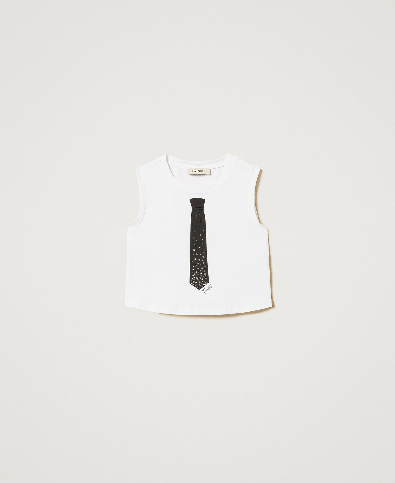 Cropped top with print rhinestones Tie Print/Ice Girl 251GJ2483_12334_0S