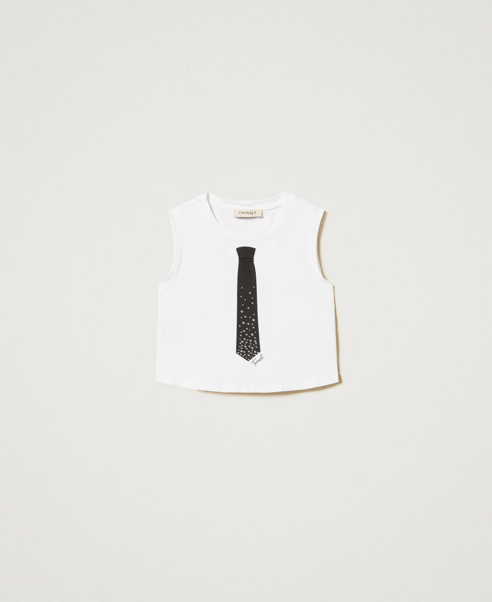 Top cropped avec imprim&eacute; et strass Imprim&eacute; Cravate/Ice Fille 251GJ2483_12334_S0