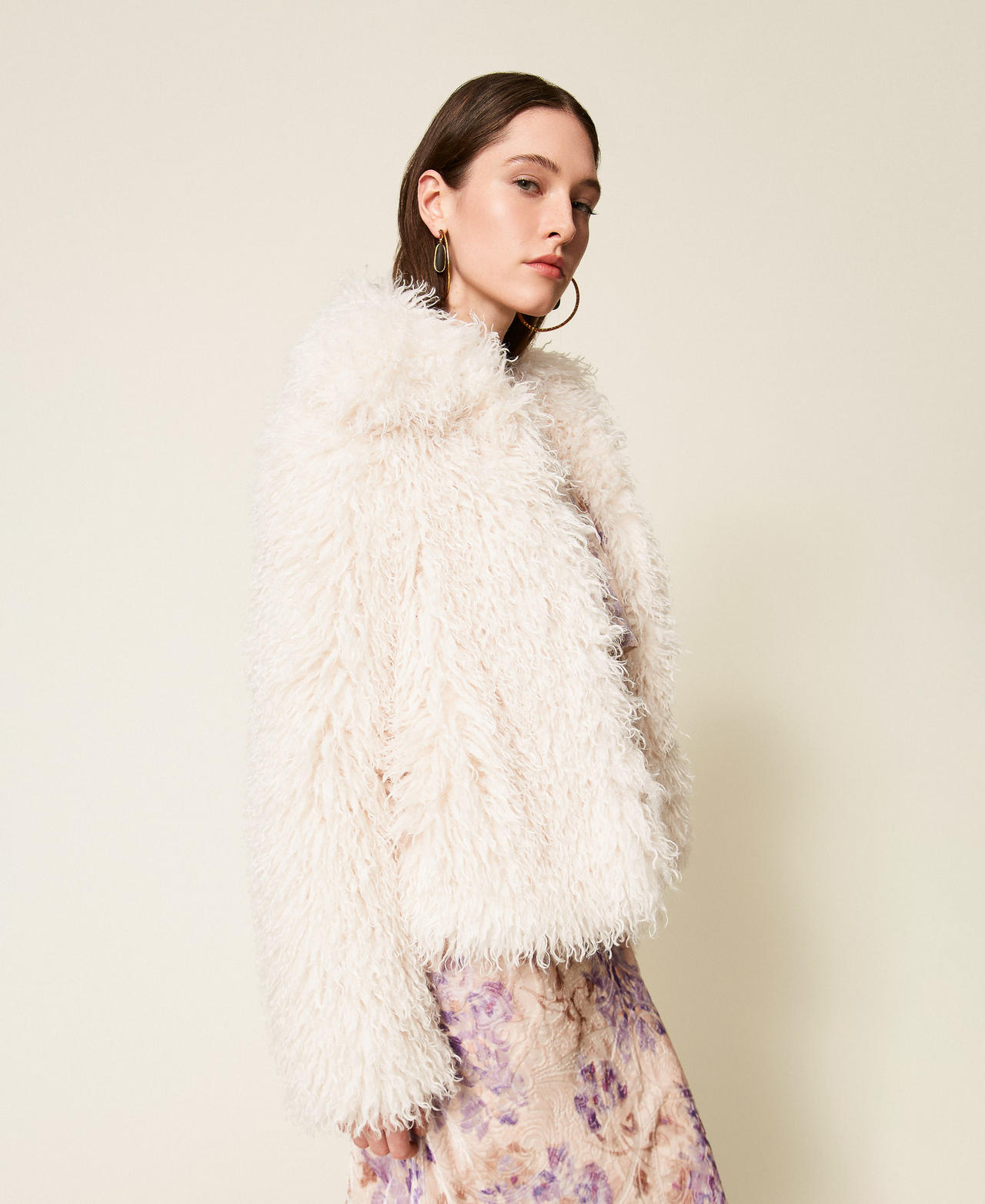 Faux fur pea coat White Snow Woman 252TS2170_00282_02