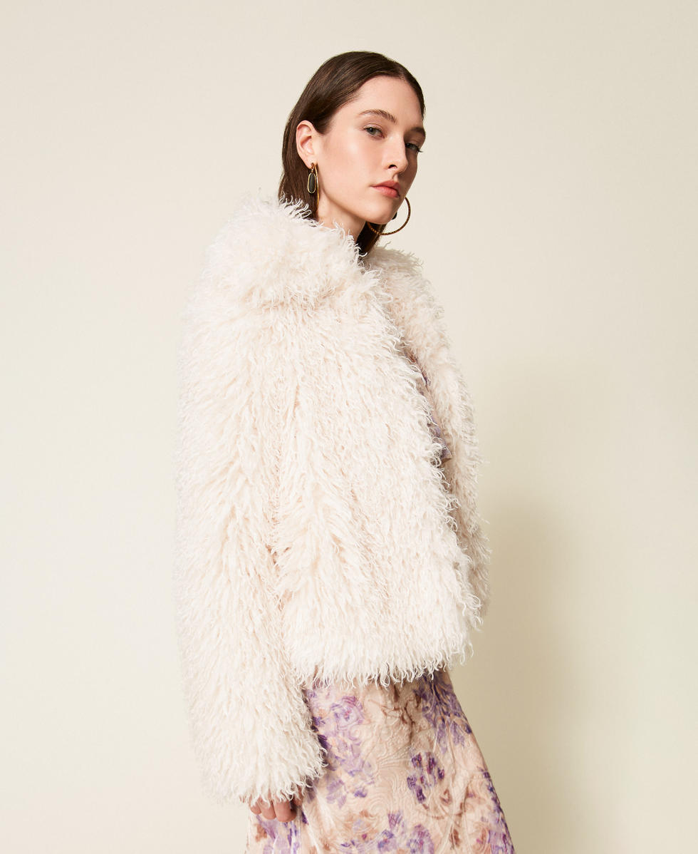 Faux fur pea coat White Snow Woman 252TS2170_00282_02