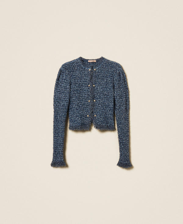 Jacquard knit fitted jacket with lurex