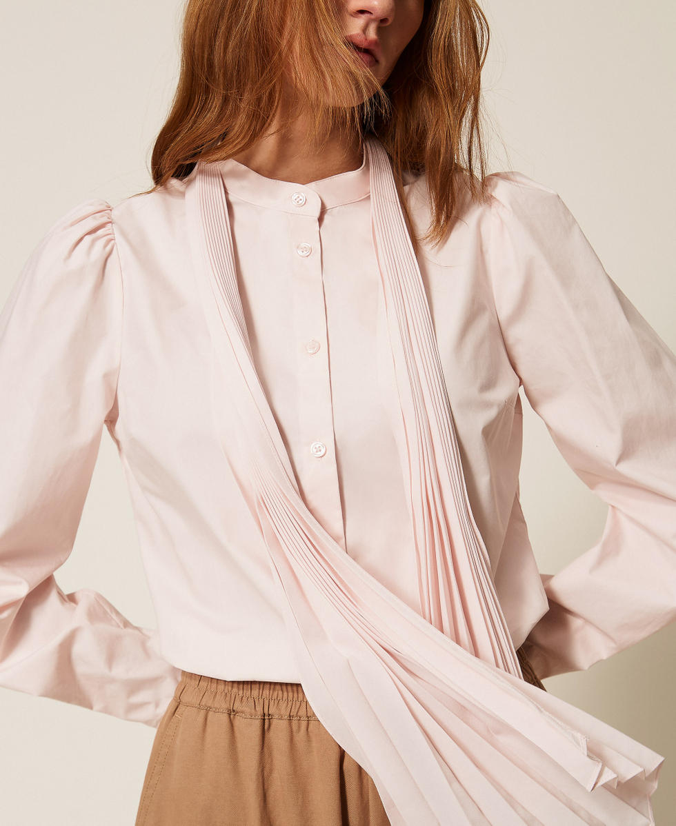 Poplin shirt with pleated sash Pink Sand Woman 261TE2033_00570_04