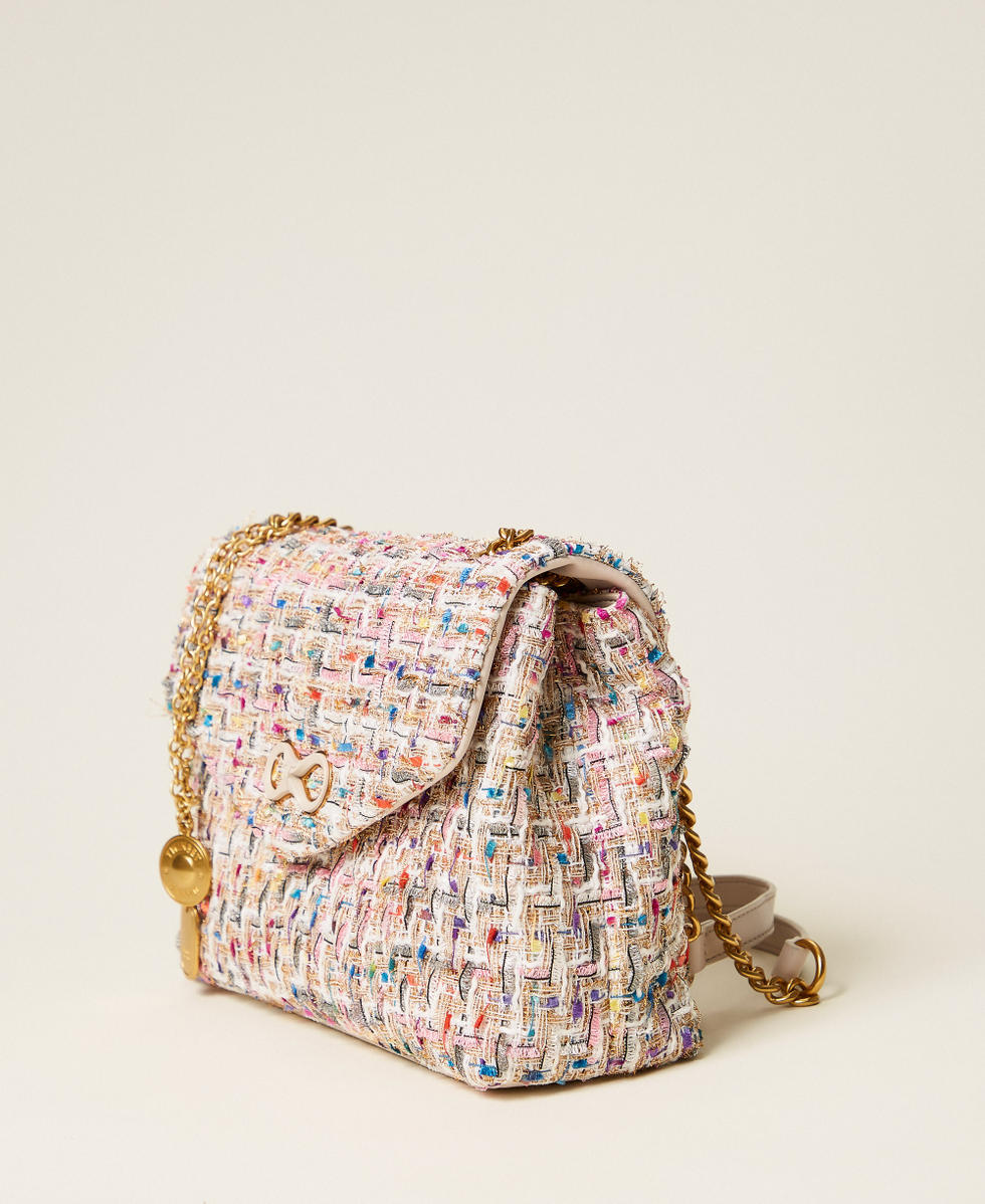 Tweed shoulder bag with logo buckle Multicolour Jacquard Tweed Woman 261TB7460_13313_02