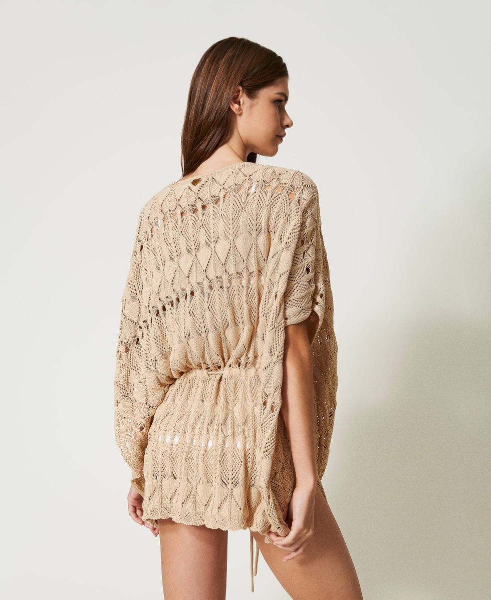 Open knit kaftan Natural Beige Woman 251LB3RDD_12129_03