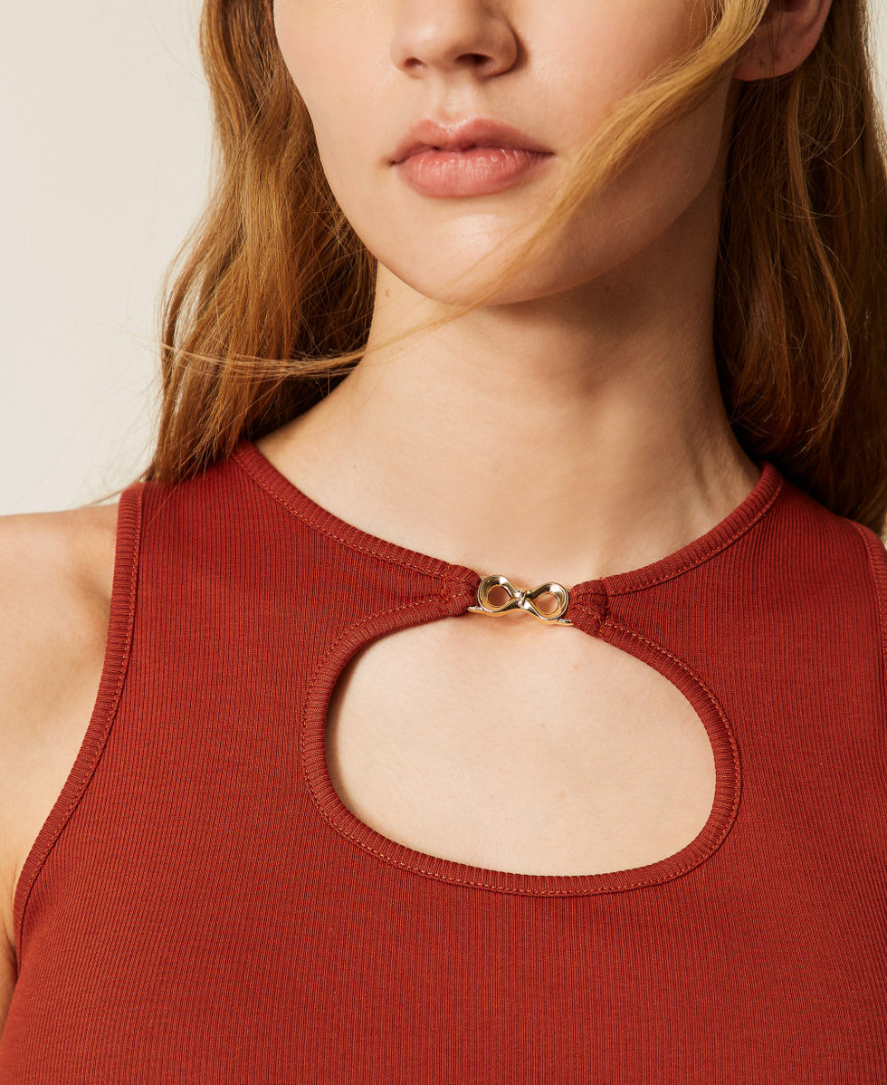 Top acanalado con logotipo Brown &laquo;Henna&raquo; Mujer 261TT2280_13332_04