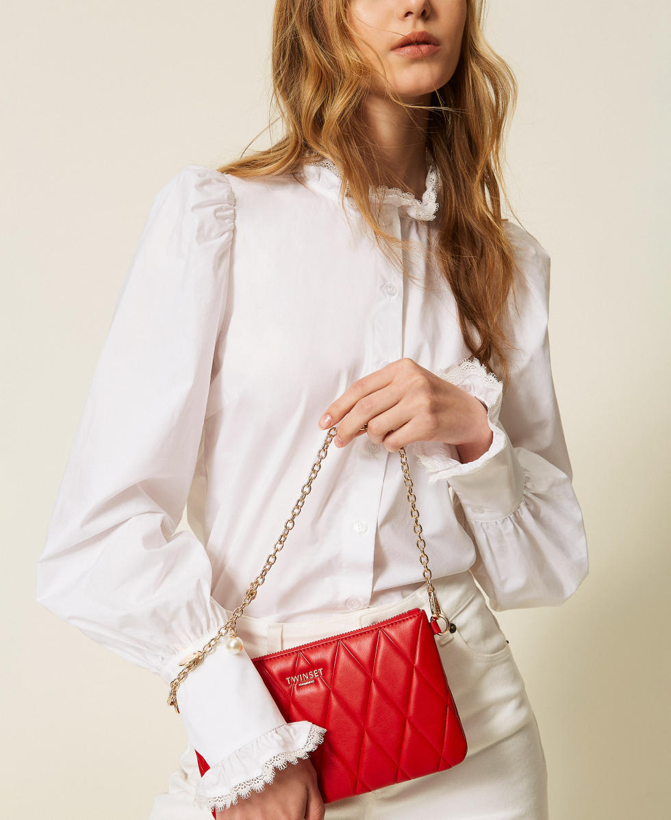 Minibolso acolchado con logotipo Rojo Mujer 261TH7035_00015_T0