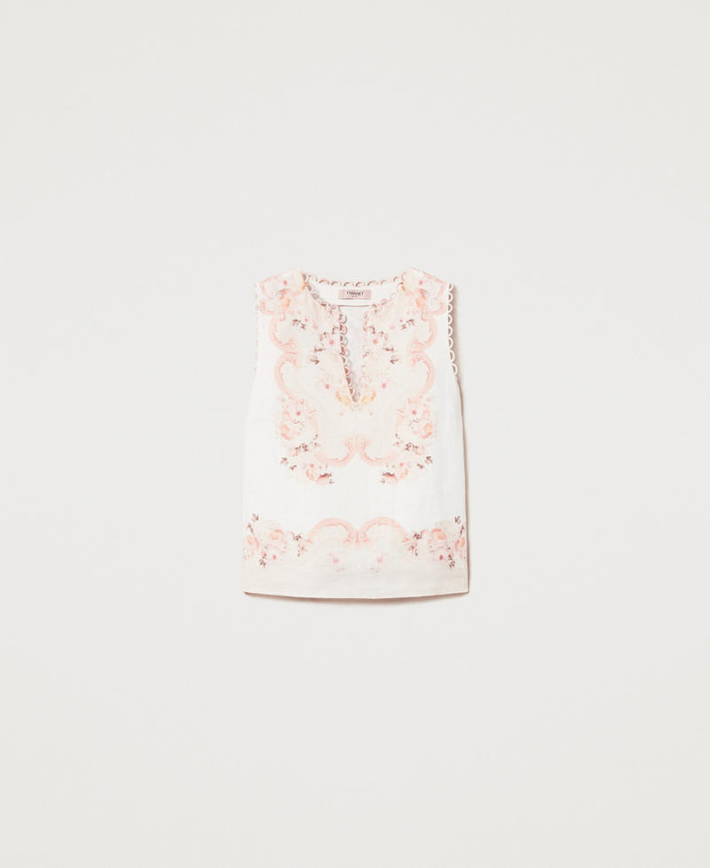 Top de lino estampado