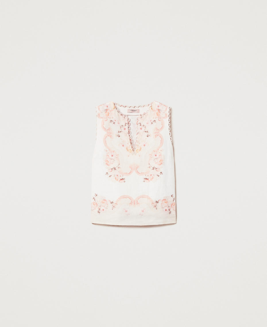 Top de lino estampado