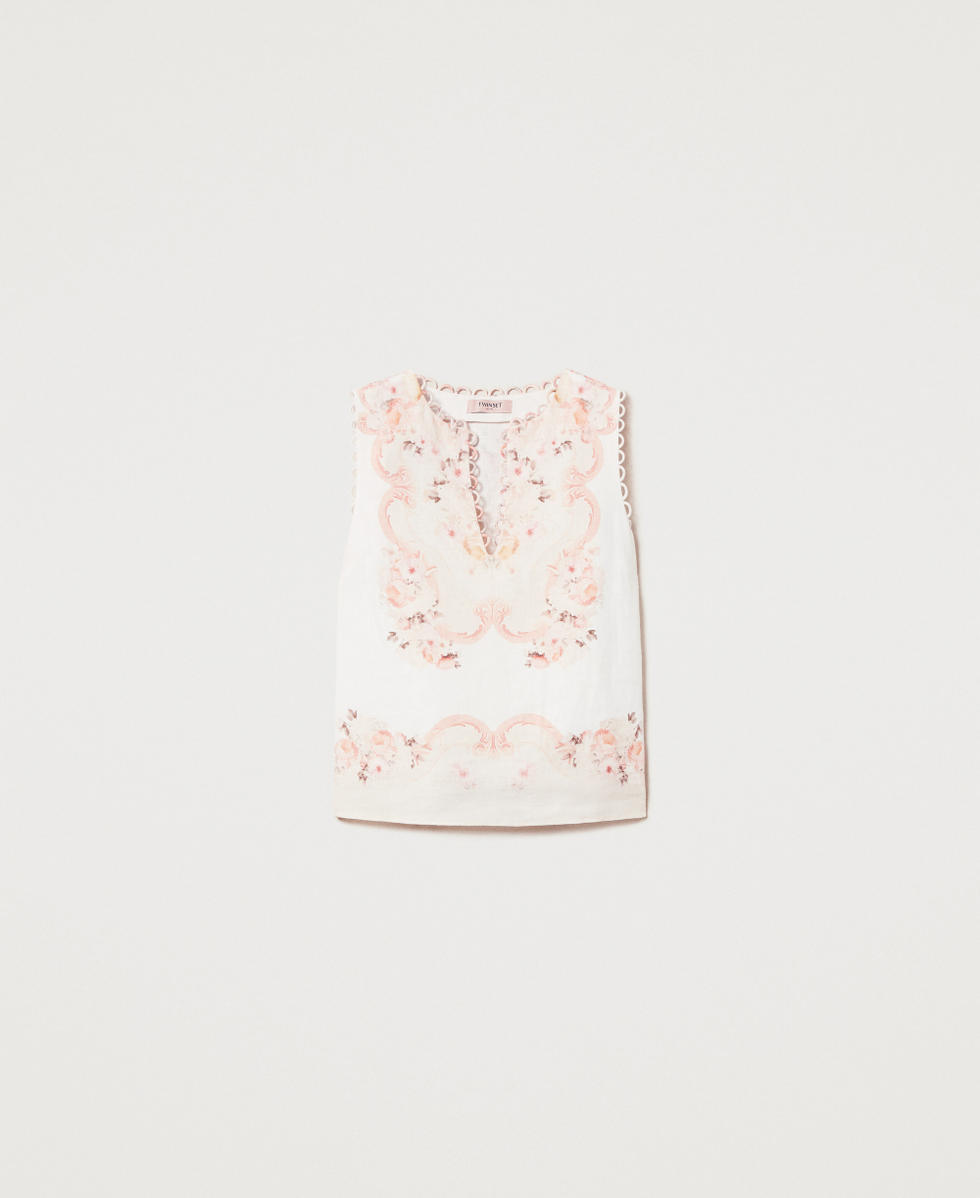 Top in lino stampato