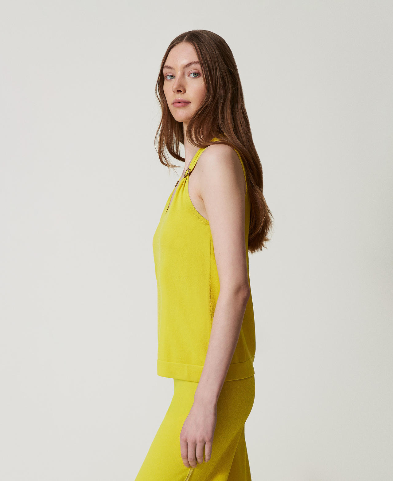  Knit top with heart sliders Limeade Yellow Woman 251LL3DAA_12113_02