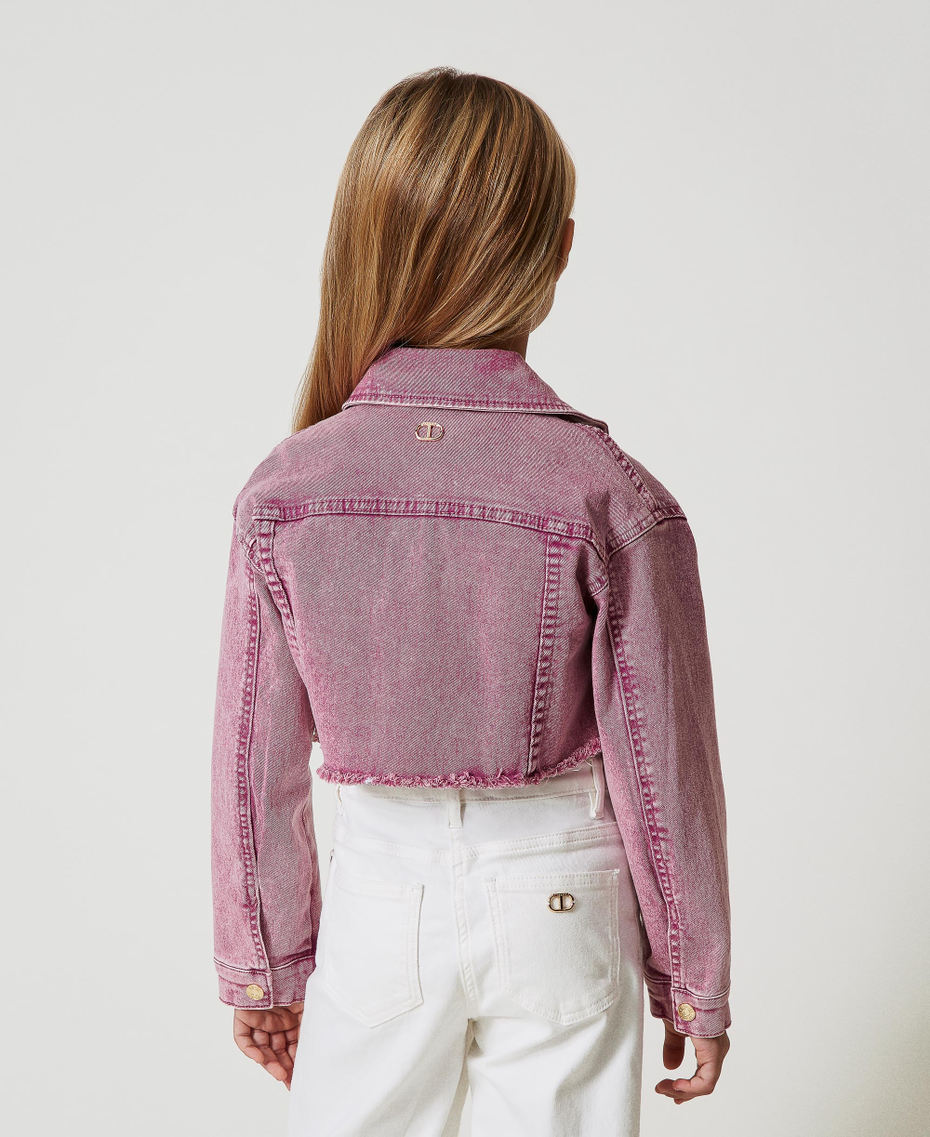 Cropped-Jacke aus Bull-Denim Flamingorosa Mädchen 251GJ2490_00868_03