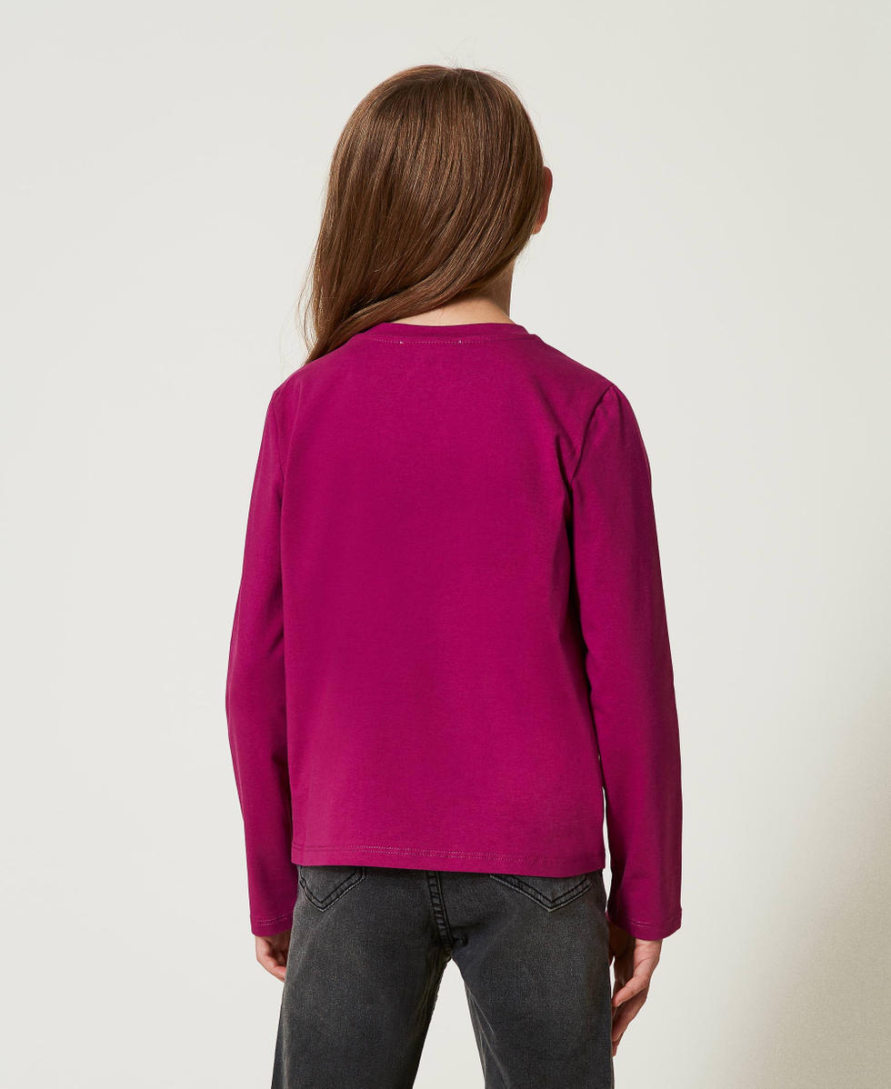 Camiseta con estampado y glitter Magenta Purple Ni&ntilde;a 242GJ2400_11736_03