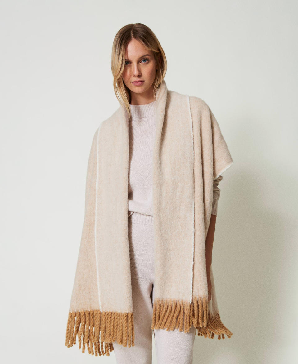 Twin Set Poncho mélange con frange