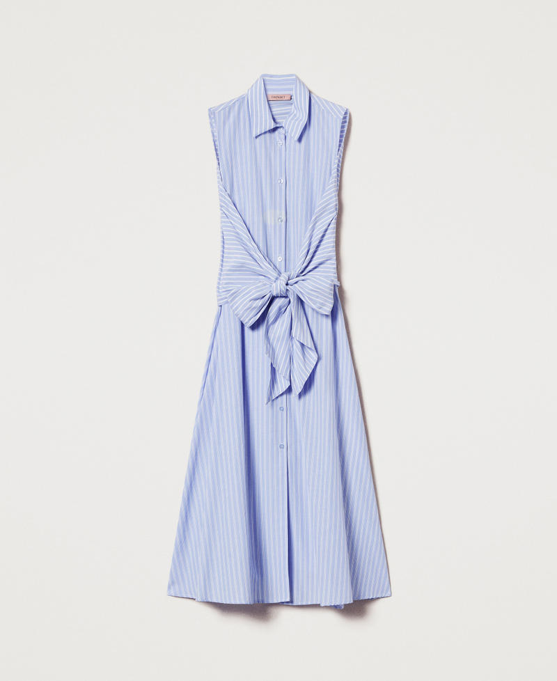 Long striped dress with bow Mixed Triple Stripes Woman 251TF2050_12511_S0
