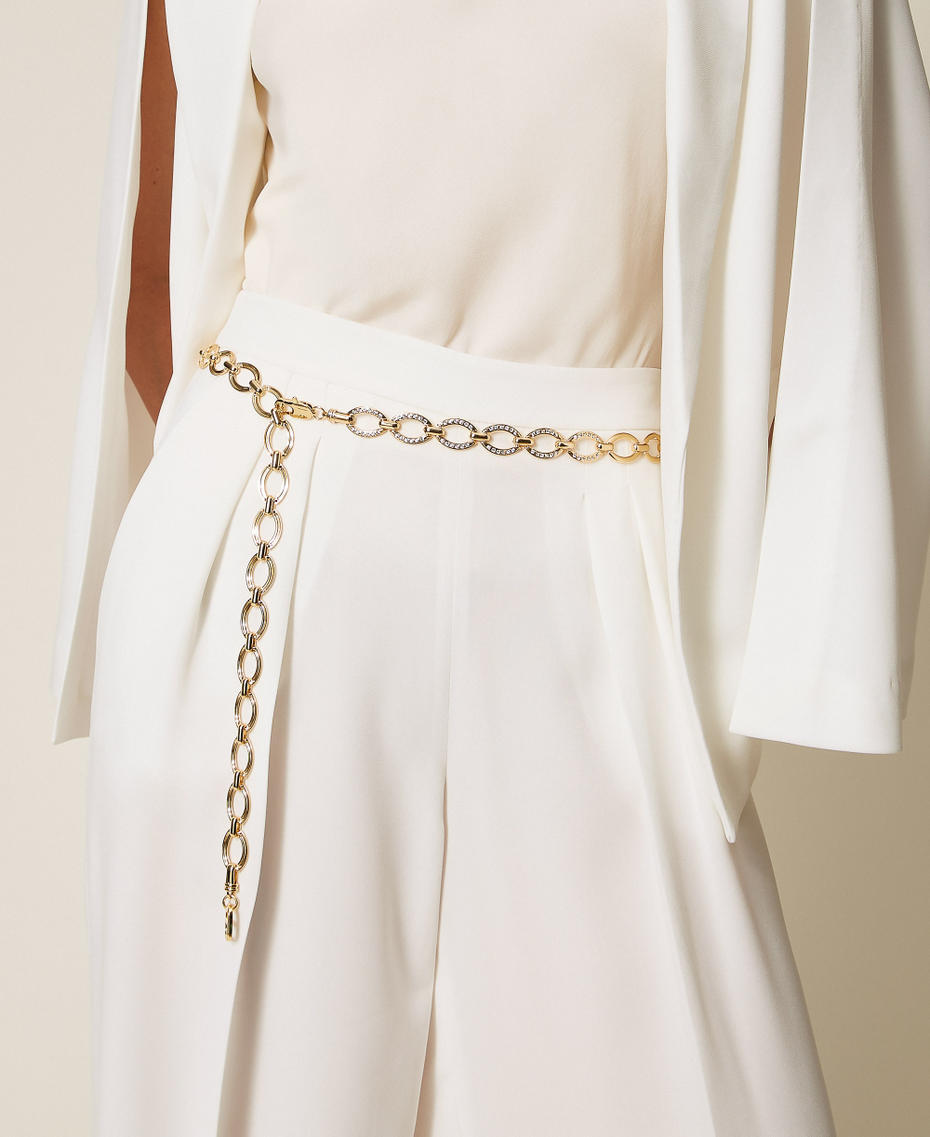 Chain belt with Oval T Old Gold Woman 252TO5360_12616_T0