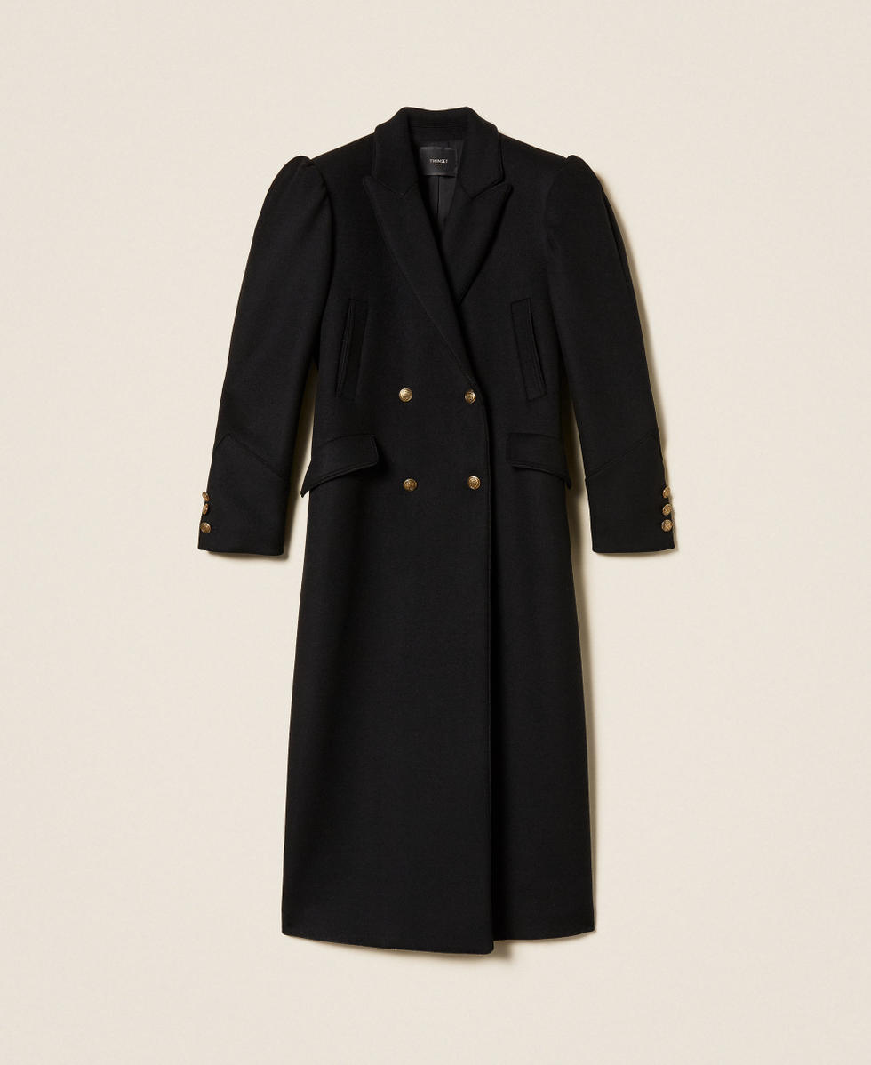 Cappotto lungo in panno di misto lana