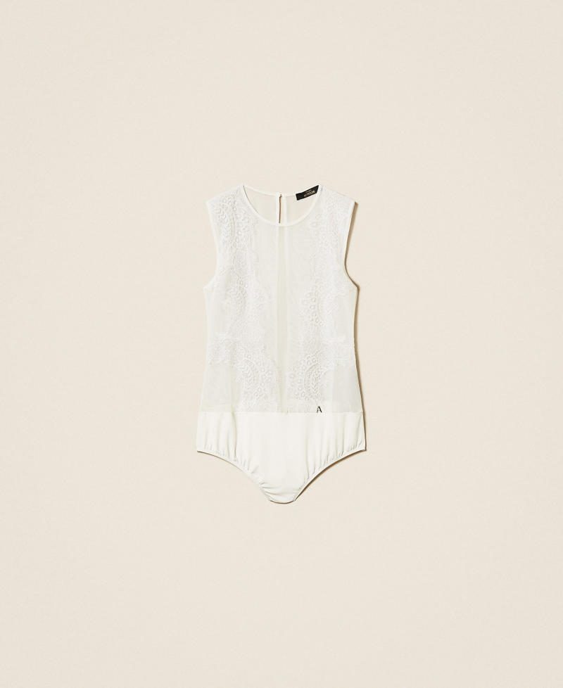 Body in tulle con pizzo Off White Donna 261AP2293_00526_S0