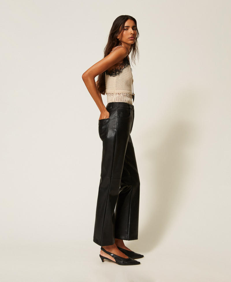 Faux leather flared trousers Black Woman 262AT2162_00006_02