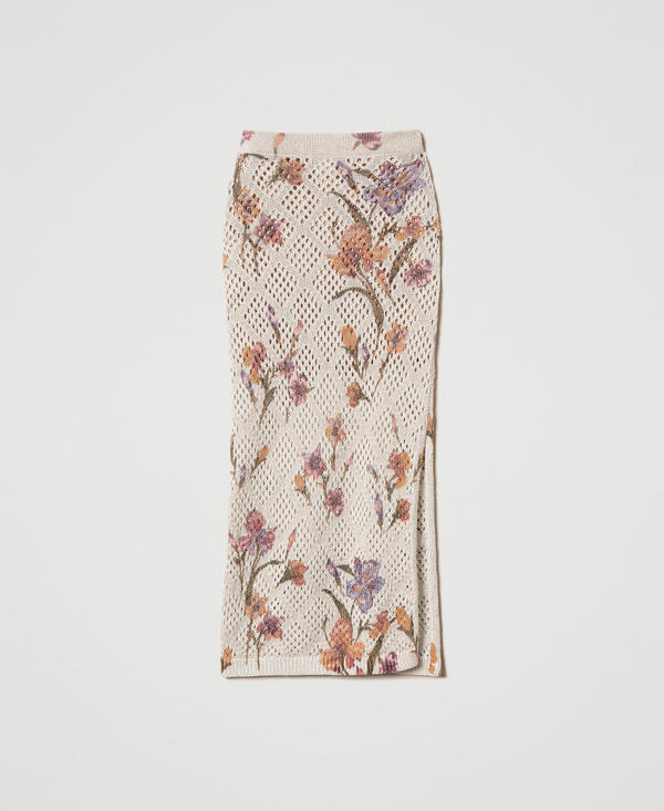 Jupe en filet avec imprimé floral