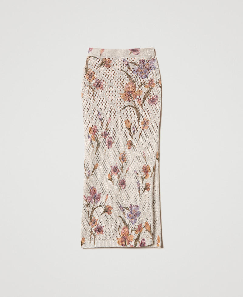 Jupe en filet avec imprimé floral Imprimé Iris Multicolore/Nacre Femme 251TP3631_12329_S0