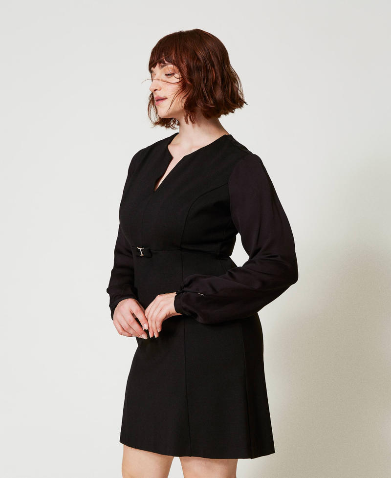 Short dress with bow and Oval T Black Woman 242TT204C_00006_02