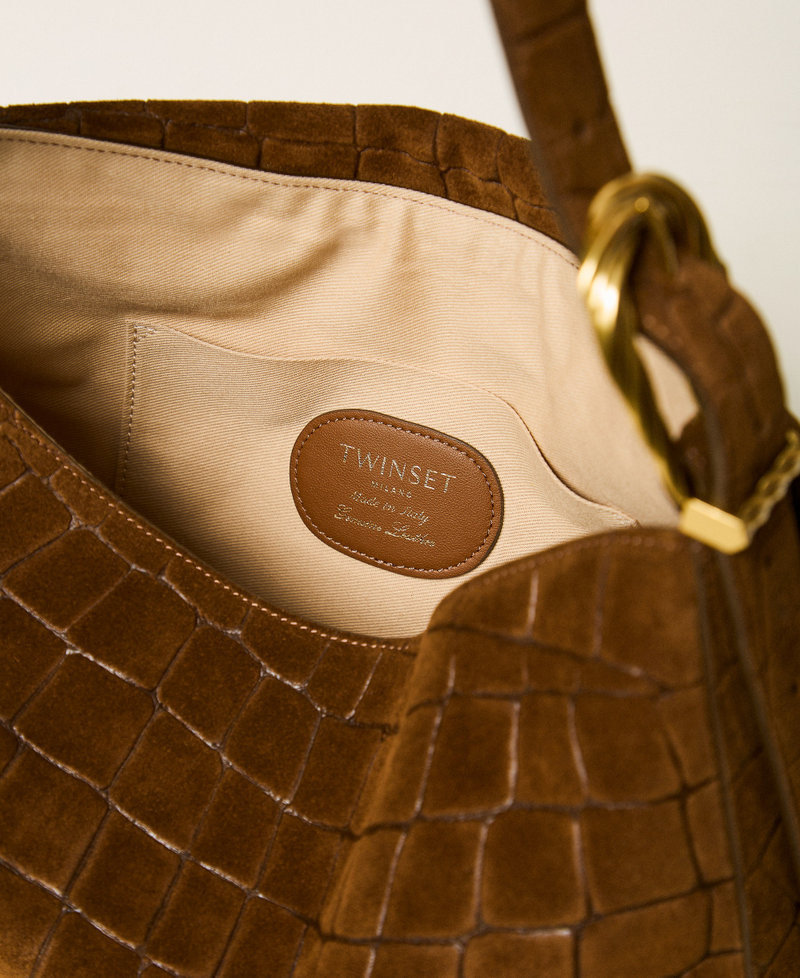 Borsa Liliane in suede a stampa cocco Brandy Brown Donna 262TD8140_13126_04