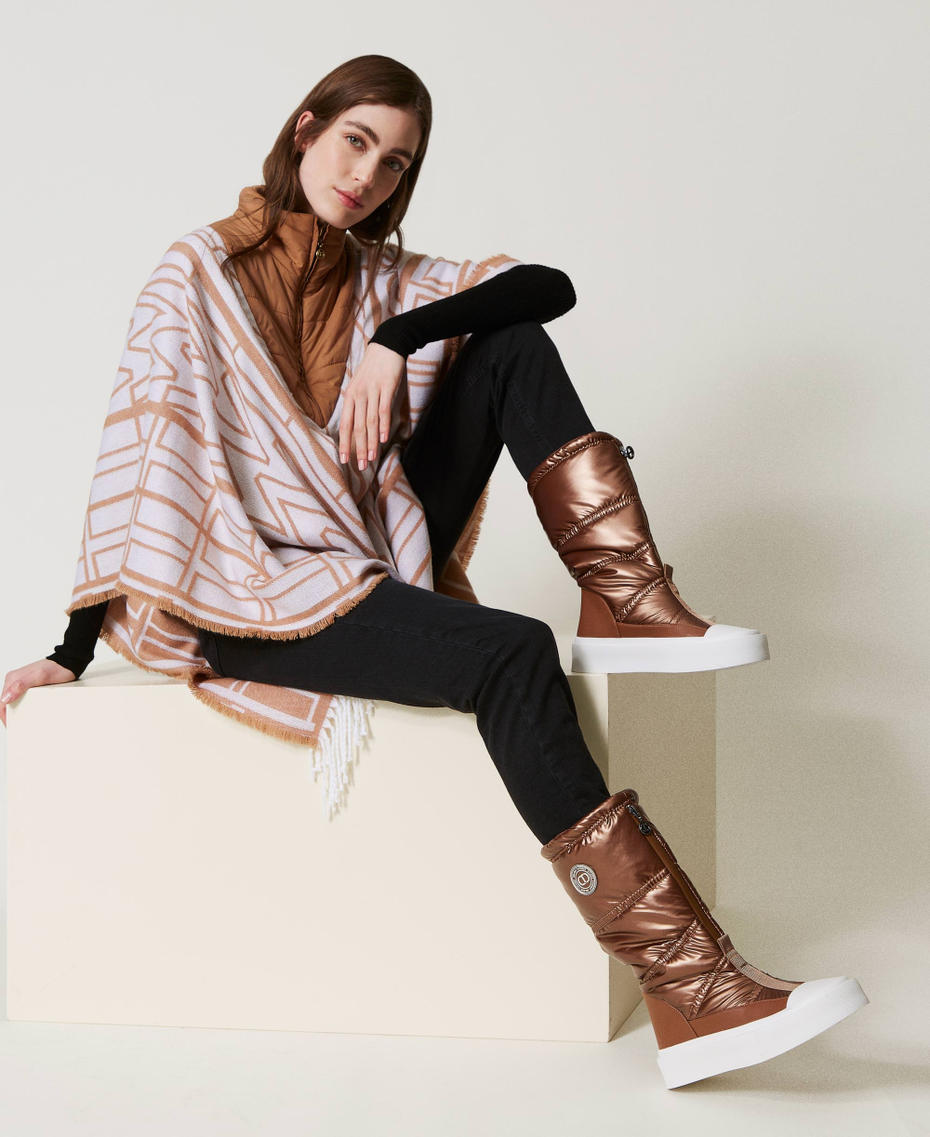 Padded boots with logo Dark Chocolate Brown Woman 242TGT200_00263_S0