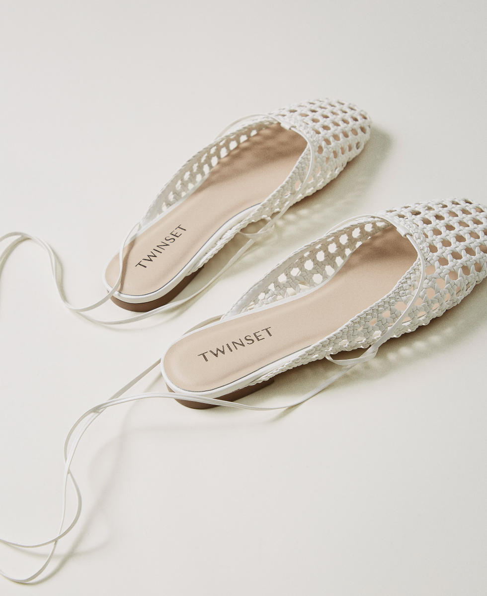 Mesh ballet flats with a woven upper Sugar White Woman 251LMT014_00632_03