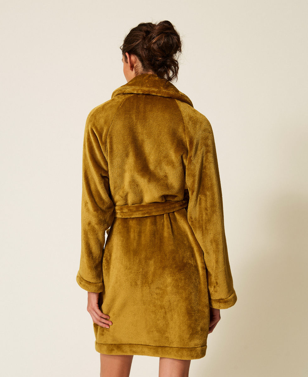 Faux fur dressing gown with belt Shiny Oil Woman 262LI2UAA_13450_04