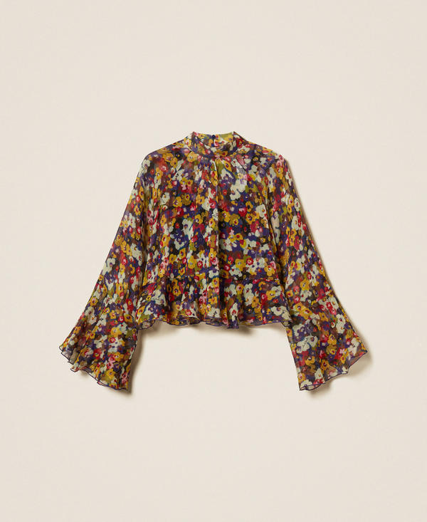 Recycled creponne blouse with print