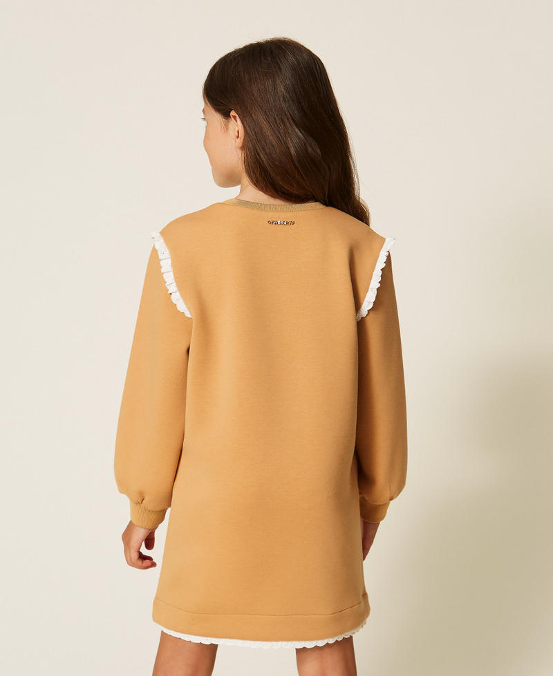 Robe courte fille en scuba avec dentelle
