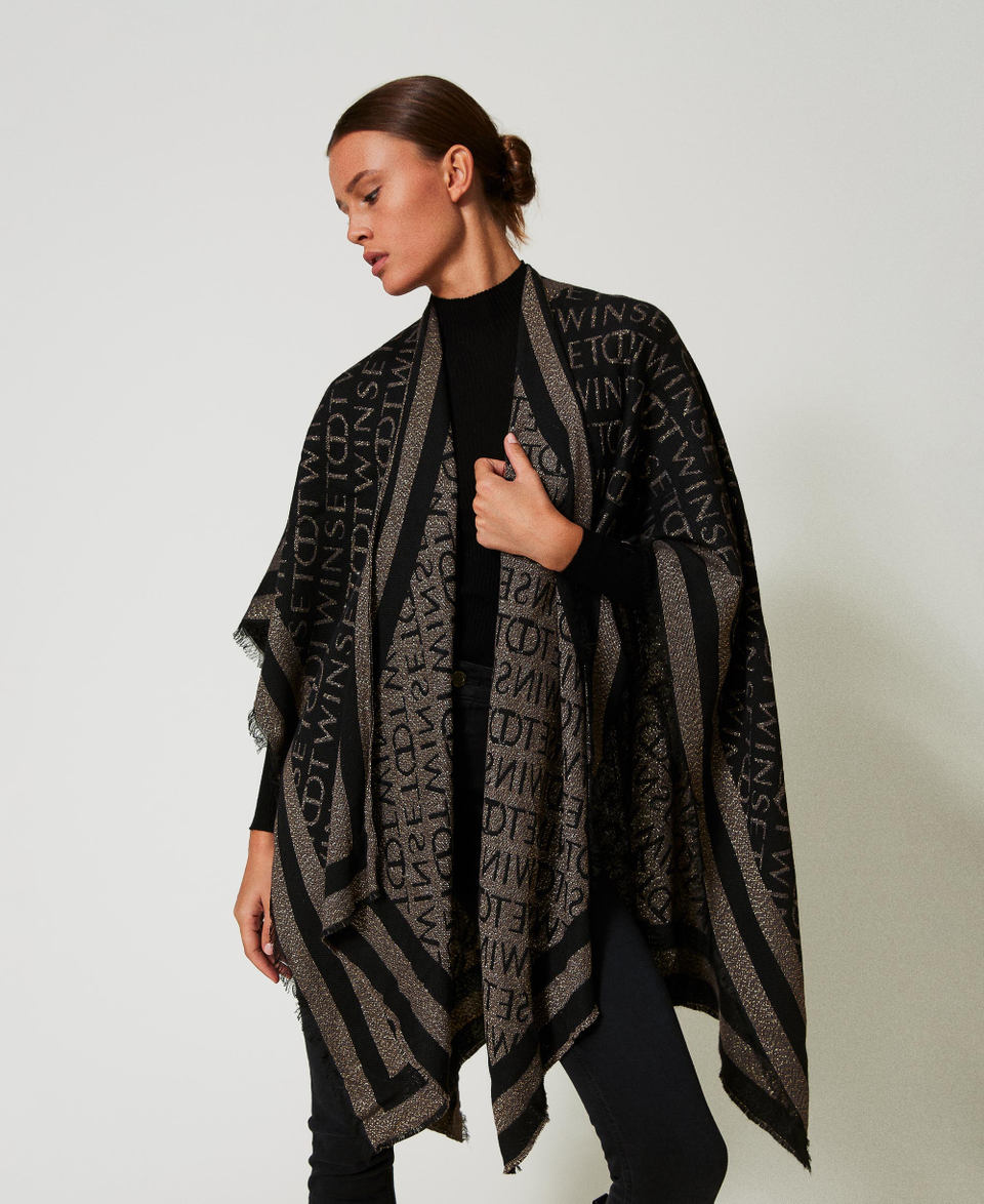 Twin Set Poncho jacquard con logo
