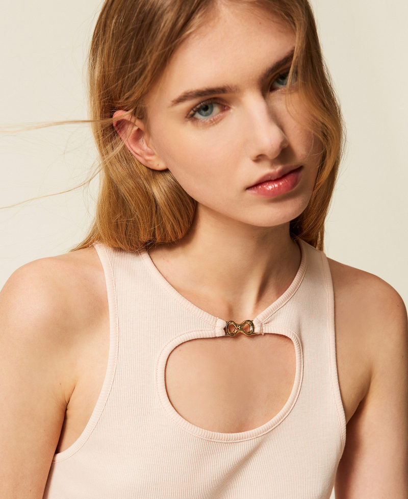 Top a costine con logo Pearl Rose Donna 261TT2280_13144_04